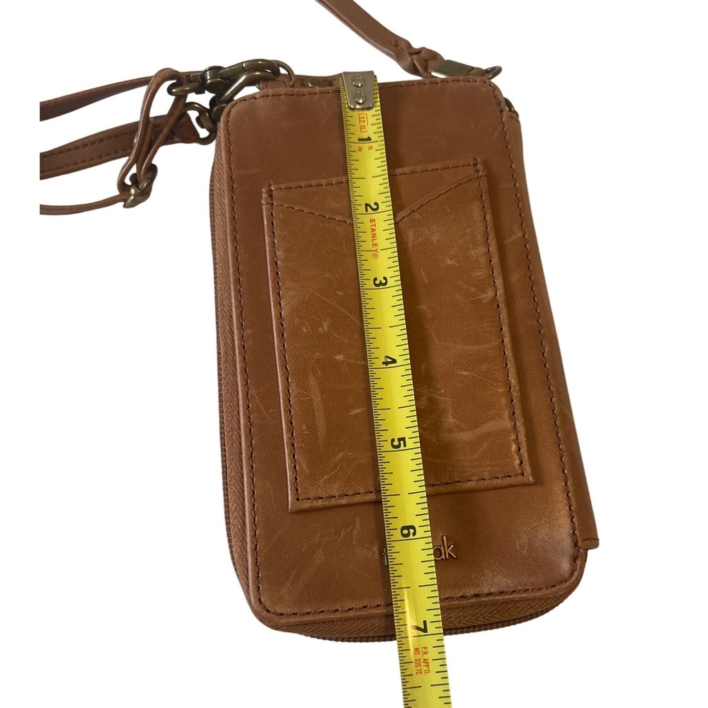 The Sak Silverlake Smartphone Crossbody Tan Leather Floral Embossed Wallet Bag - Picture 11 of 14